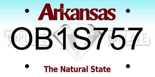 OB1S757 Arkansas License Plate