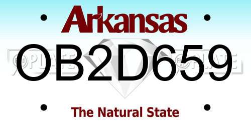 OB2D659 Arkansas License Plate