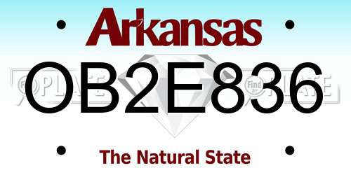 OB2E836 Arkansas License Plate