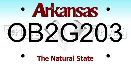 OB2G203 Arkansas License Plate