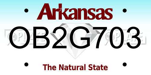 OB2G703 Arkansas License Plate