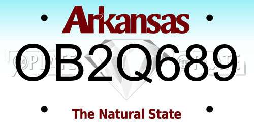 OB2Q689 Arkansas License Plate