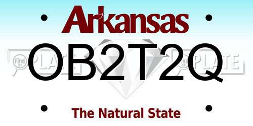 OB2T2Q Arkansas License Plate