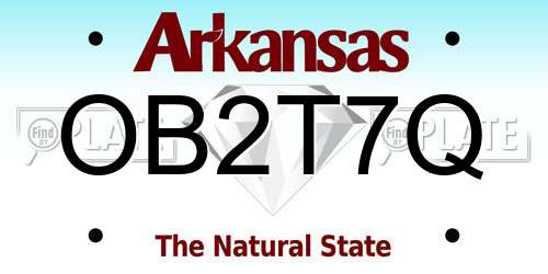OB2T7Q Arkansas License Plate