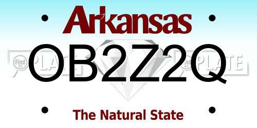 OB2Z2Q Arkansas License Plate