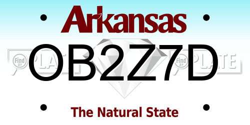 OB2Z7D Arkansas License Plate