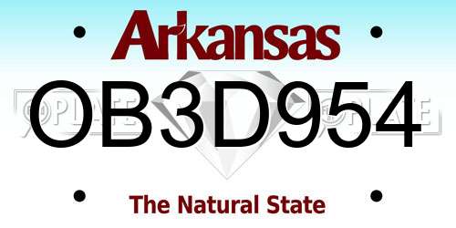 OB3D954 Arkansas License Plate