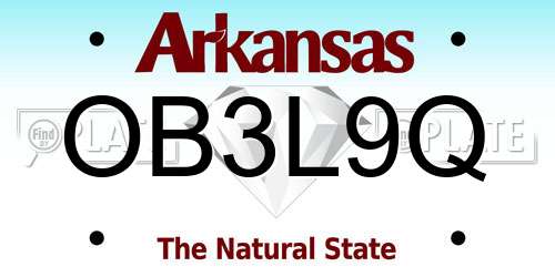 OB3L9Q Arkansas License Plate