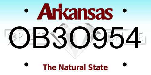 OB3O954 Arkansas License Plate