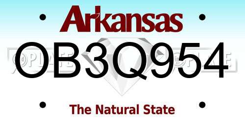OB3Q954 Arkansas License Plate