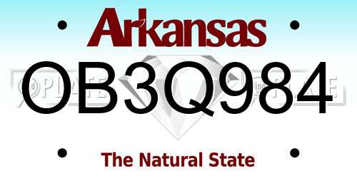 OB3Q984 Arkansas License Plate