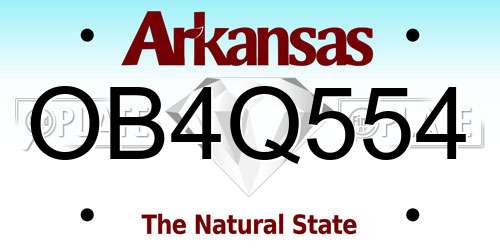OB4Q554 Arkansas License Plate