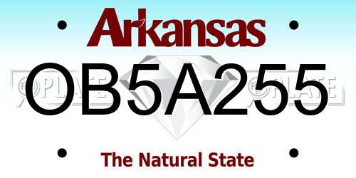 OB5A255 Arkansas License Plate