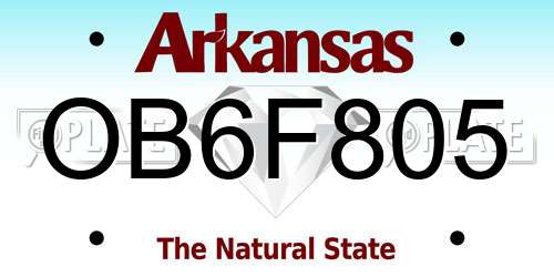OB6F805 Arkansas License Plate