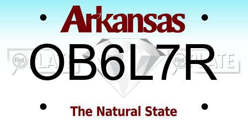OB6L7R Arkansas License Plate