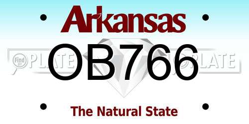 OB766 Arkansas License Plate