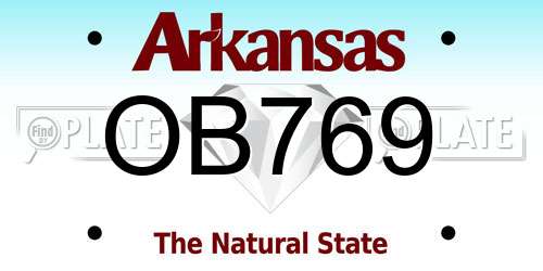 OB769 Arkansas License Plate