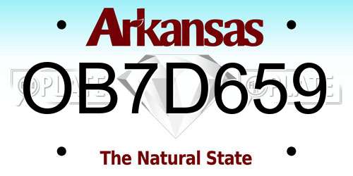 OB7D659 Arkansas License Plate