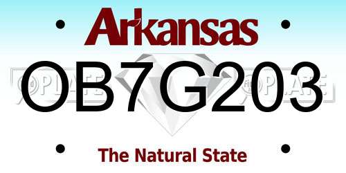 OB7G203 Arkansas License Plate
