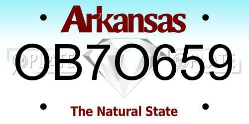 OB7O659 Arkansas License Plate