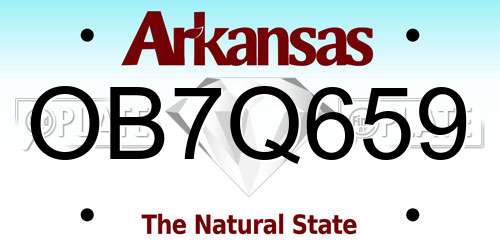 OB7Q659 Arkansas License Plate