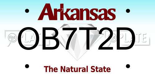 OB7T2D Arkansas License Plate