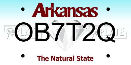OB7T2Q Arkansas License Plate