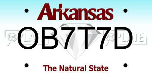 OB7T7D Arkansas License Plate