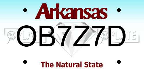 OB7Z7D Arkansas License Plate