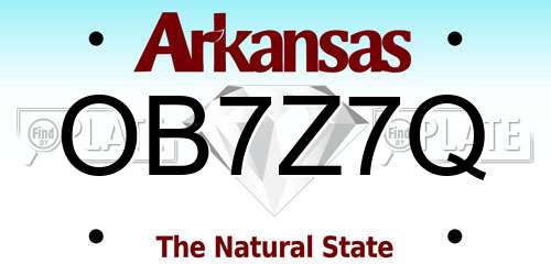 OB7Z7Q Arkansas License Plate