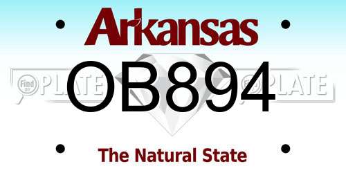 OB894 Arkansas License Plate
