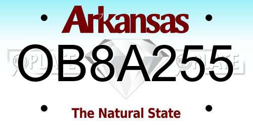 OB8A255 Arkansas License Plate