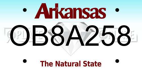 OB8A258 Arkansas License Plate