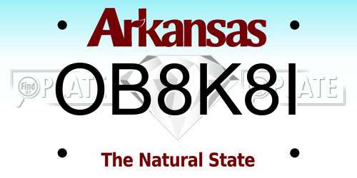 OB8K8I Arkansas License Plate
