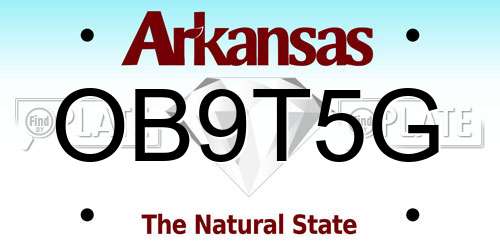 OB9T5G Arkansas License Plate