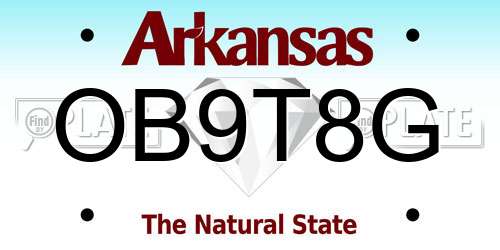 OB9T8G Arkansas License Plate