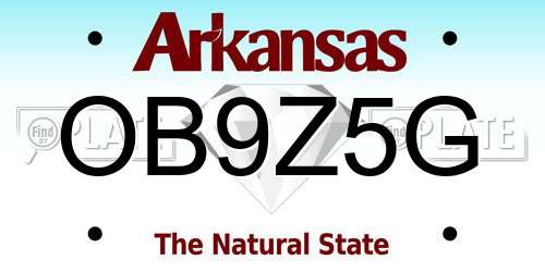 OB9Z5G Arkansas License Plate