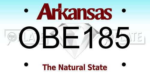 OBE185 Arkansas License Plate