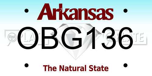OBG136 Arkansas License Plate