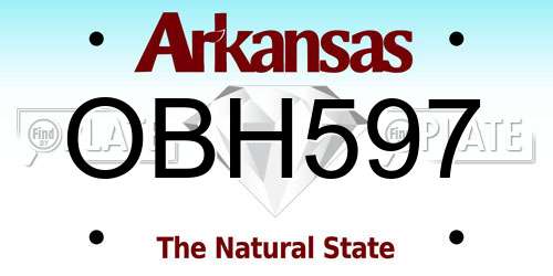 OBH597 Arkansas License Plate