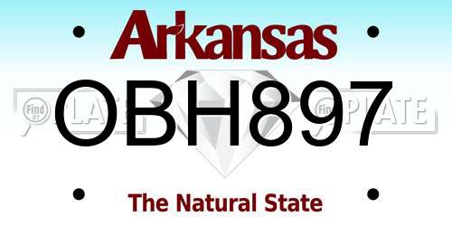 OBH897 Arkansas License Plate