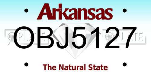 OBJ5127 Arkansas License Plate
