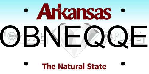 OBNEQQE Arkansas License Plate