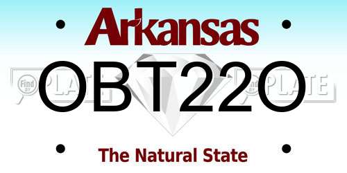 OBT22O Arkansas License Plate