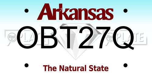 OBT27Q Arkansas License Plate