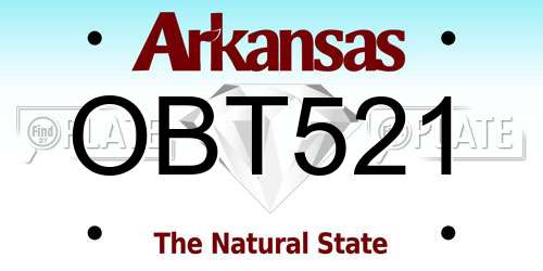 OBT521 Arkansas License Plate