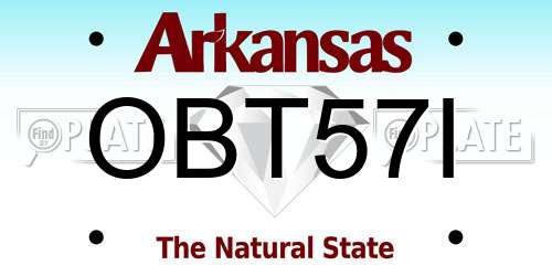 OBT57I Arkansas License Plate
