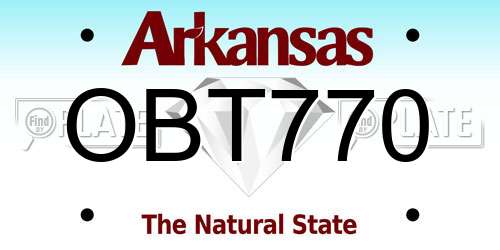 OBT770 Arkansas License Plate