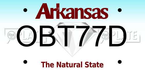 OBT77D Arkansas License Plate