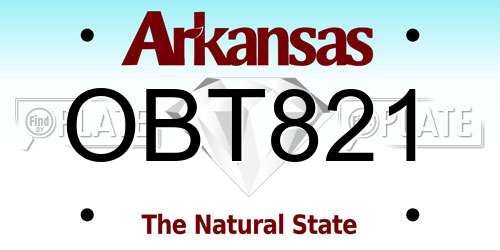 OBT821 Arkansas License Plate